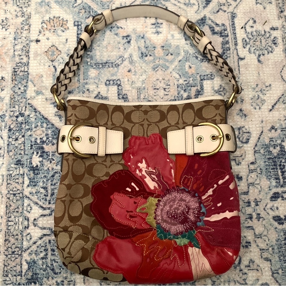 Coach Floral Red Poppy Shoulder Bag